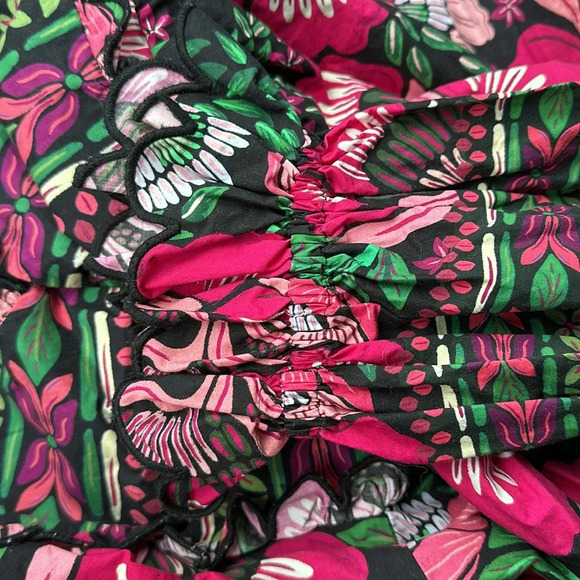 Farm Rio Dress Mini Floral Black Flower Garden Cotton Pink Swing Resort spring - Picture 4 of 9